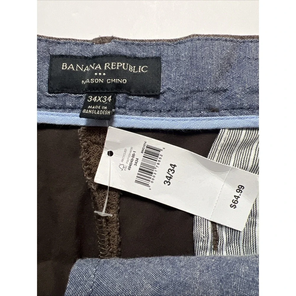 Banana Republic Mason Stretch Chino Pants Mens 34x34 Brown Tapered Fit Stretch‎